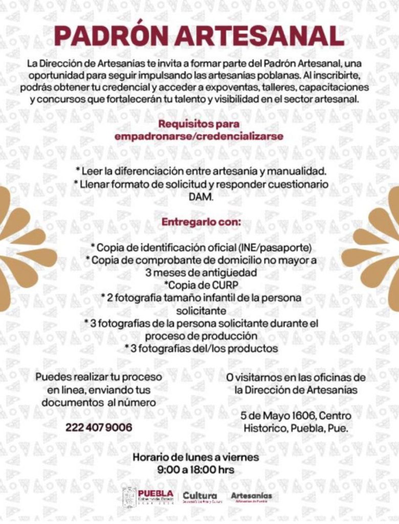 ARTESANOS DE XICOTEPEC PODRÁN SER ACREDITADOS Y UNIRSE A PADRÓN
