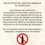 RESTRICCIÓN DE VENTA DE BEBIDAS ALCOHÓLICAS