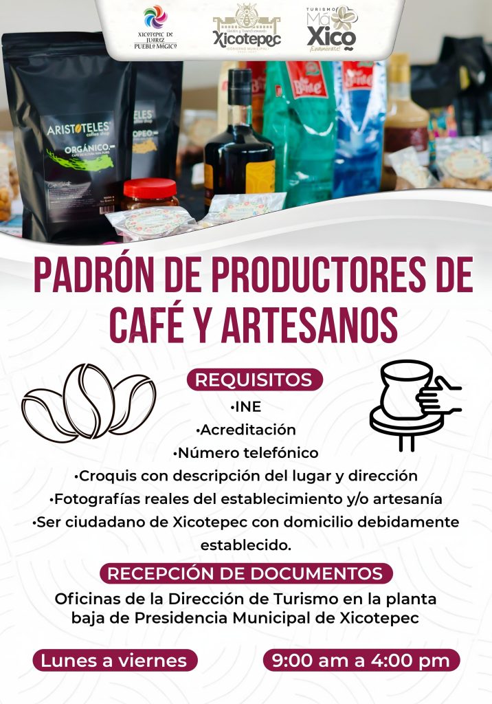 SE ABREN INSCRIPCIONES PARA PADRÓN DE CAFÉ Y ARTESANÍAS