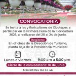 DIRECCIÓN DE TURISMO DE XICOTEPEC INVITA A FLORICULTORES A PARTICIPAR EN PRIMERA FERIA DE LA FLORICULTURA 2025
