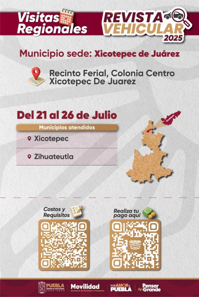 PROGRAMA REVISTA VEHICULAR 2025 LLEGA A XICOTEPEC, CONVOCA SMT DEL GOBIERNO DE PUEBLA