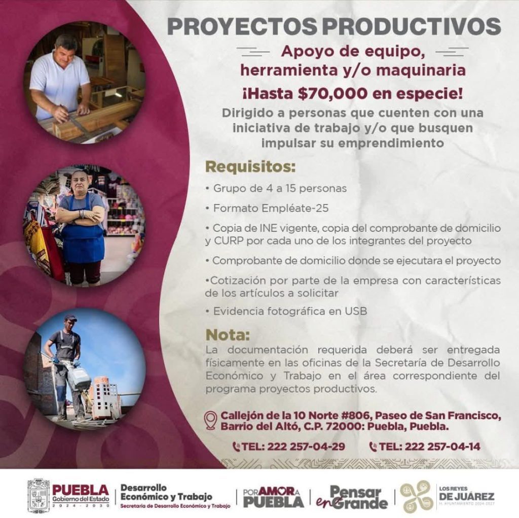 ABRE GOBIERNO DE PUEBLA APOYO PARA EMPRENDIMIENTOS POR HASTA 70 MIL PESOS