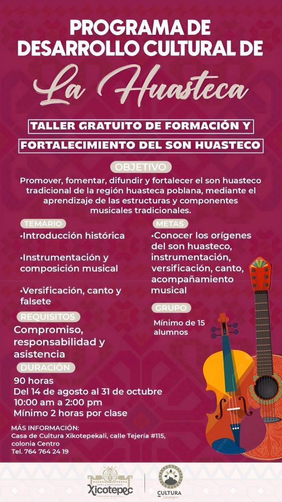 TALLER DE SON HUASTECO LLEGA A XICOTEPEC GRACIAS A SECRETARÍA DE CULTURA Y GOBIERNO DE PUEBLA