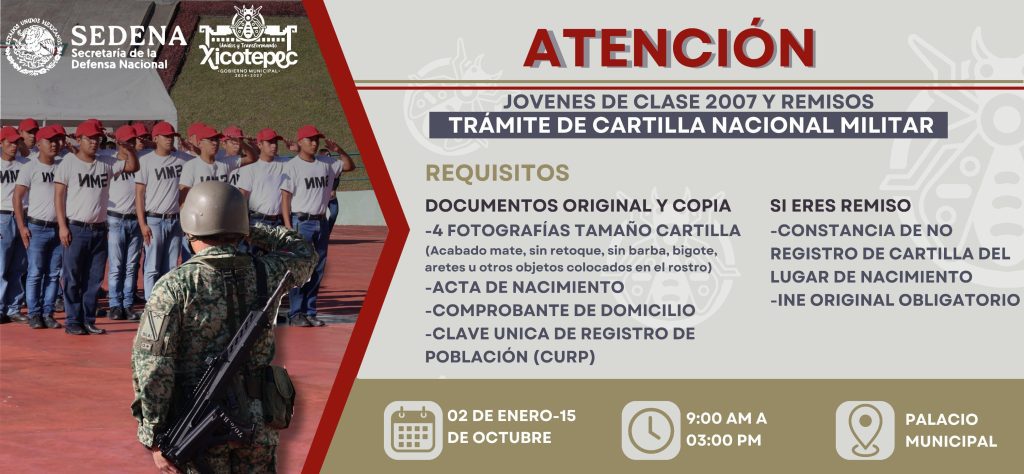TRÁMITE DE CARTILLA MILITAR CIERRA EL 15 DE OCTUBRE, ANTICÍPATE