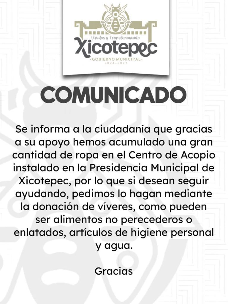 POR EXCESO DE ROPA, AYUNTAMIENTO INVITA A APOYAR CON ALIMENTOS