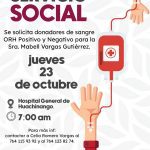 SERVICIO SOCIAL, SE BUSCA DONADORES DE SANGRE