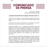 INFORMA SEP DE SUSPENSIÓN DE CLASES POR ENTRADA DE FRENTE FRÍO